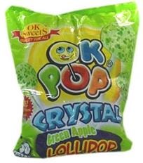 OK Pop Lollipop Crystal Green Apple x50