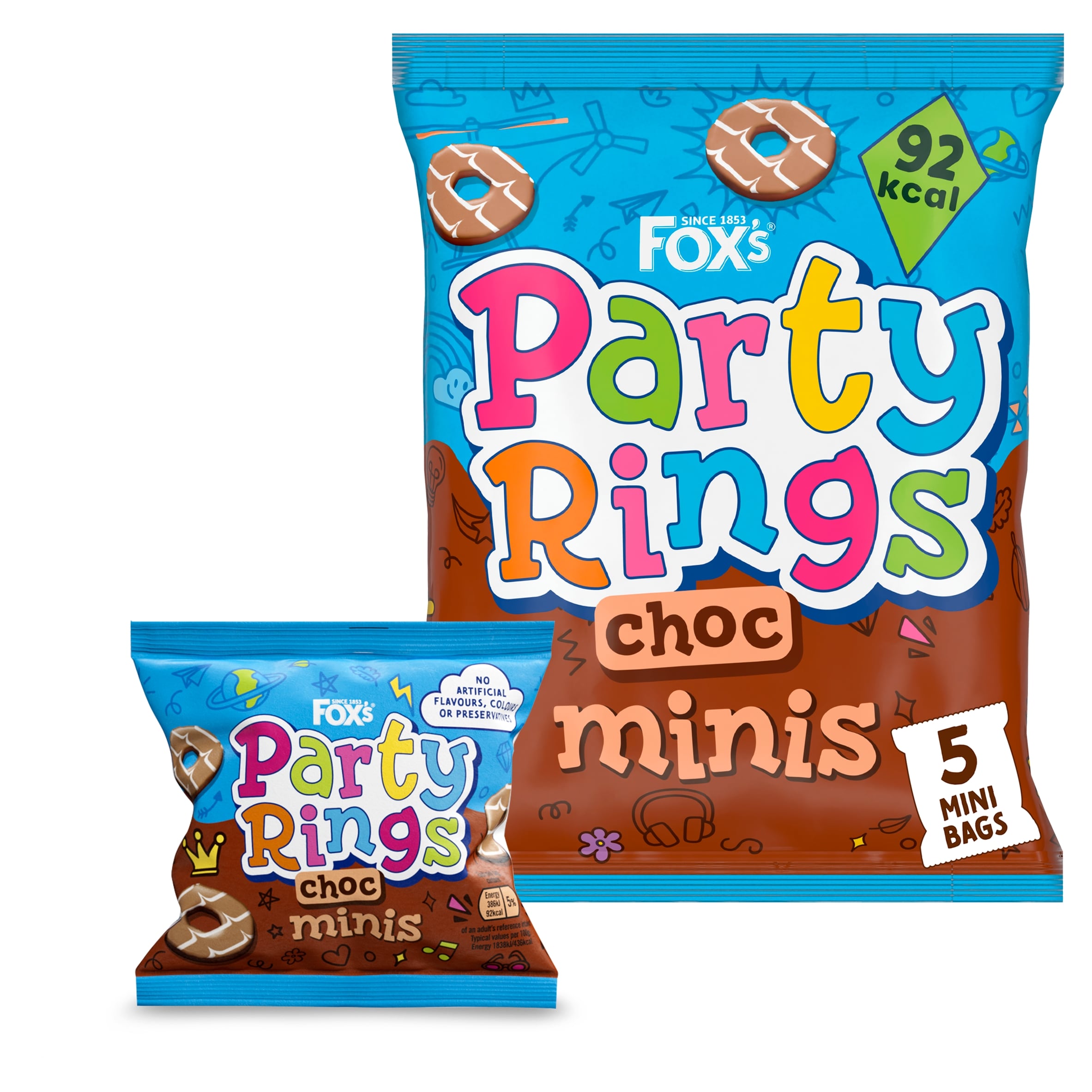 Fox's Party Rings Chocolate Mini Biscuits Multi-Pack 5 x 21 g